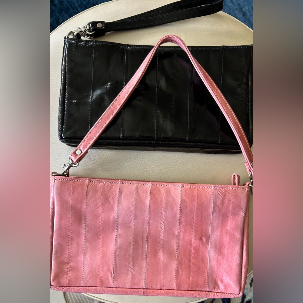 EEL SKIN CHOOSE 1 Pochette Wristlet (pink or black) BAG NWT